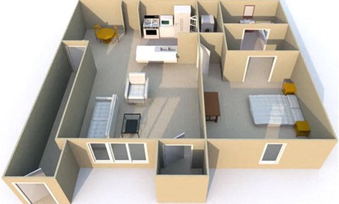 the floor plan of a small apartment with a bedroom and a living room
